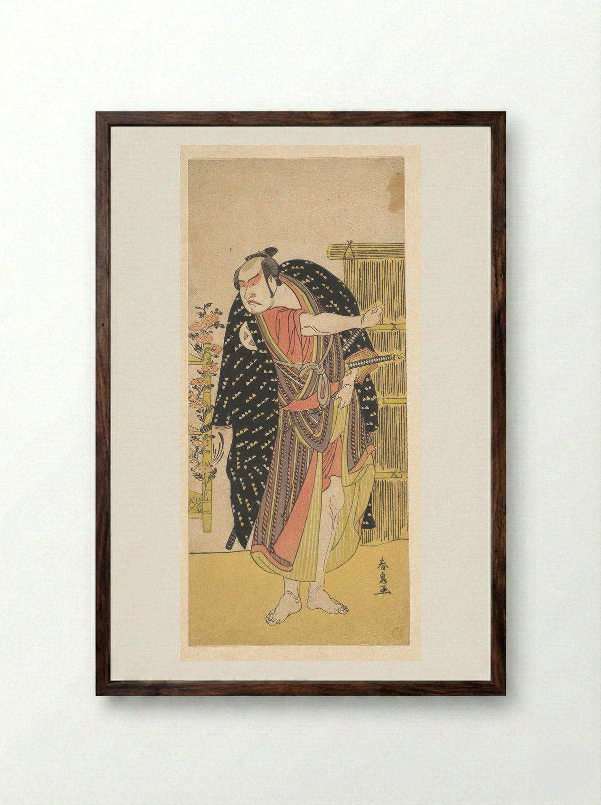 Kabuki Actor Ōtani Hiroji III - Katsukawa Shunsen - Framed Print Dark Wood