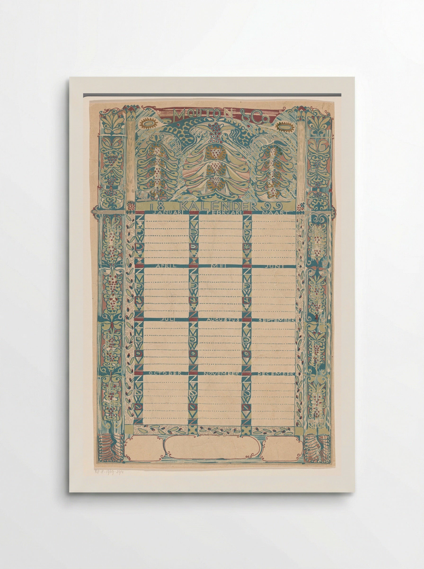 Kalender Mouton & Co. 1899 - Carel Adolph Lion Cachet - Poster