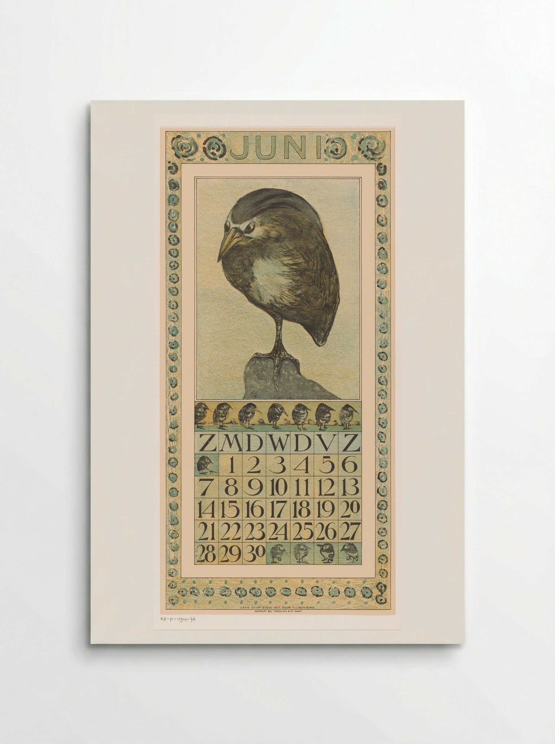 Kalenderblad juni met kwak - Theo van Hoytema - Poster