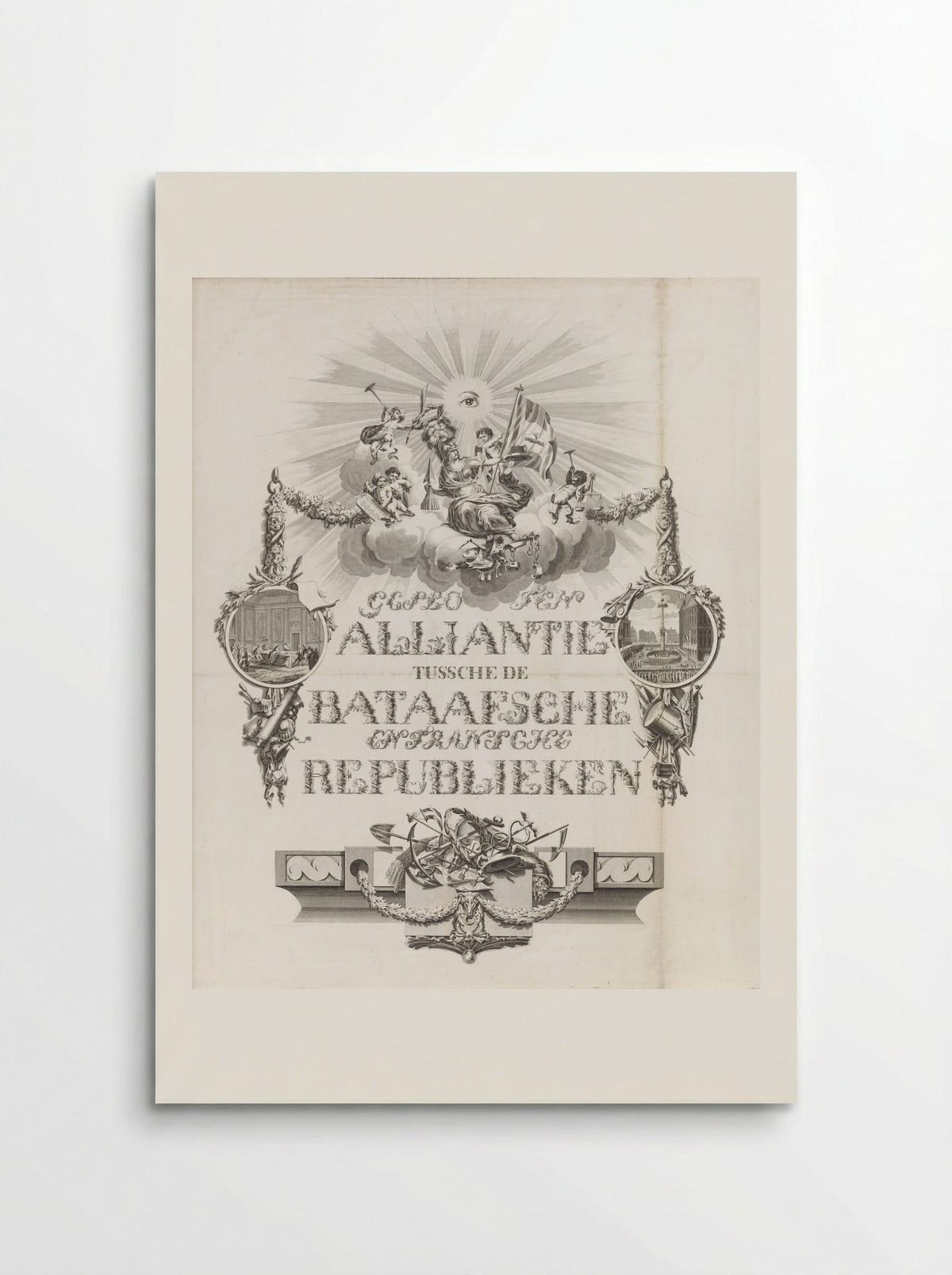 Kalligrafische allegorie op de Alliantie in 1795 - Jan Lucas van der Beek - Poster