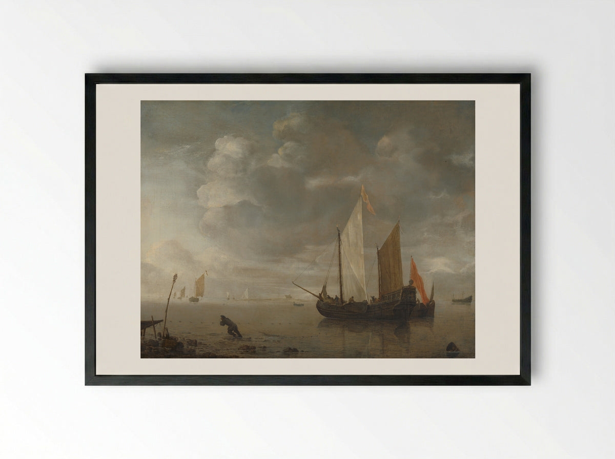 Kalme zee (Calm Sea) - Hendrick Jacobsz. Dubbels - Framed Print Black