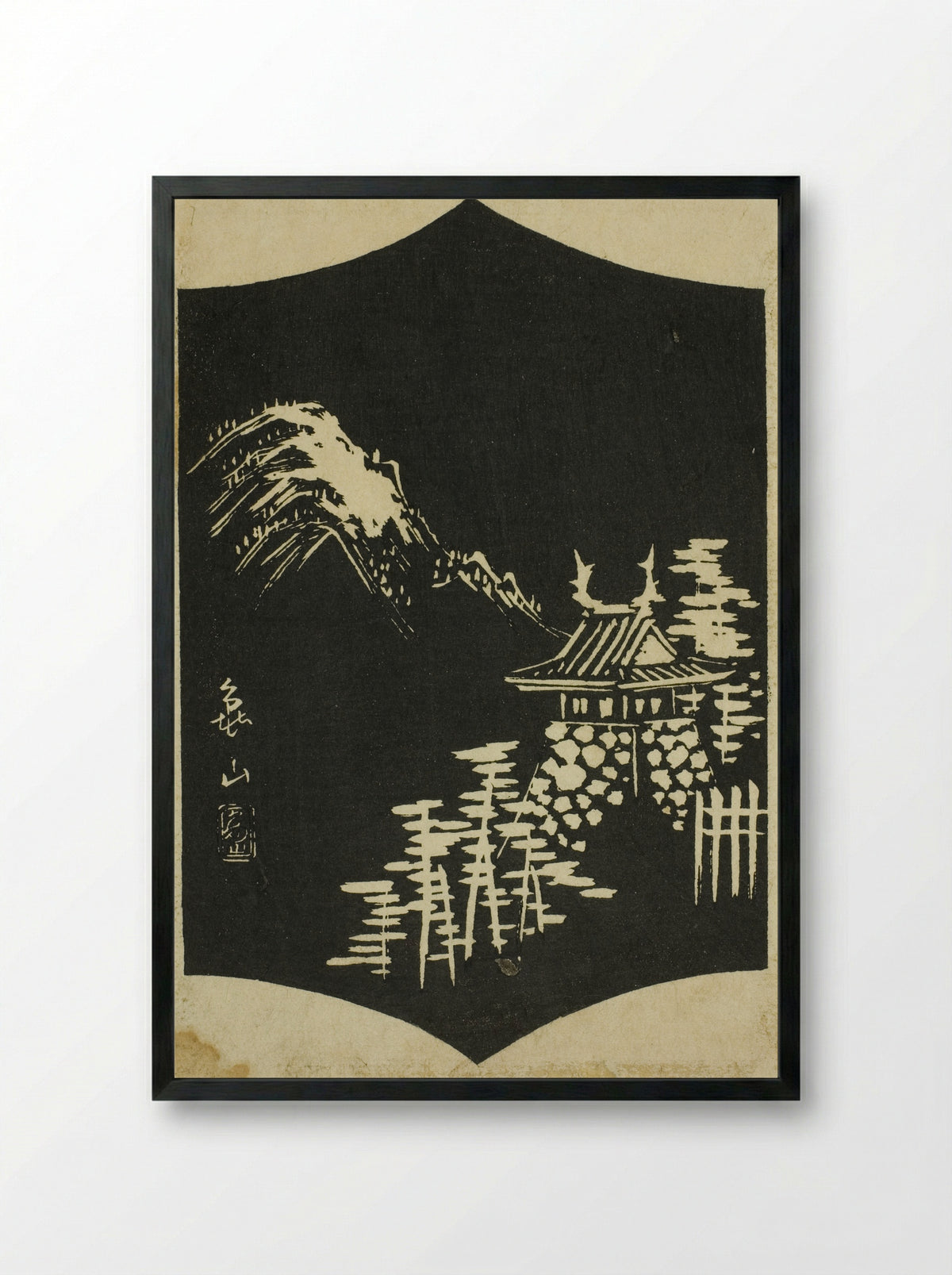 Kameyama - Utagawa Hiroshige - Framed Print Black