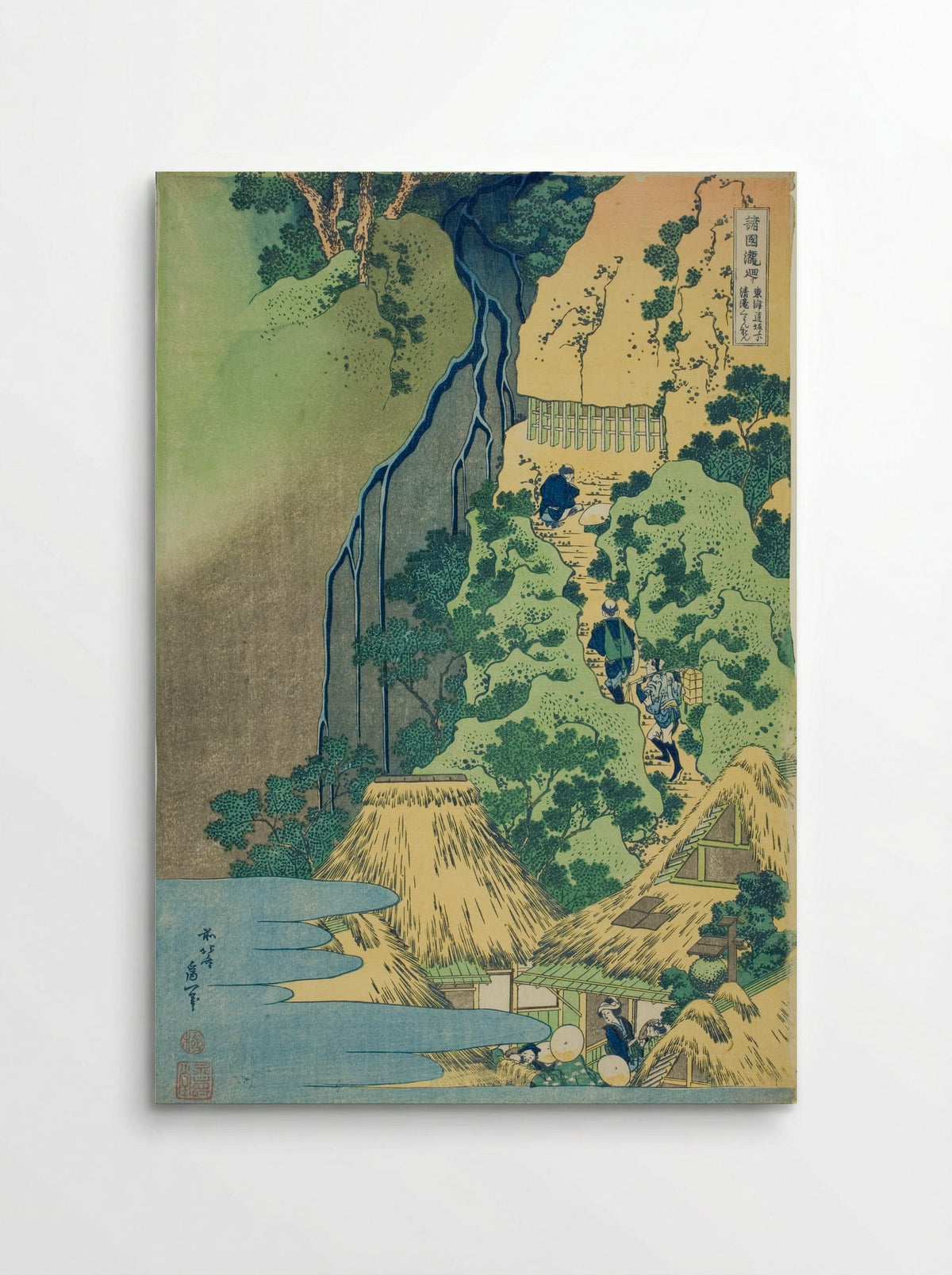 Kannon Shrine at Kiyo Falls at Sakanoshita on the Tōkaidō - Katsushika Hokusai - Poster
