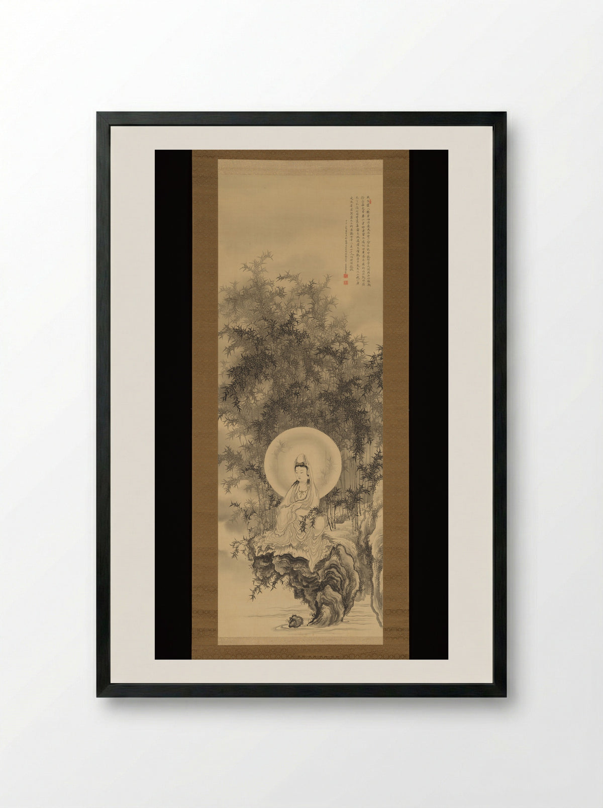 Kannon in a Bamboo Grove - Amano Hōko - Framed Print Black