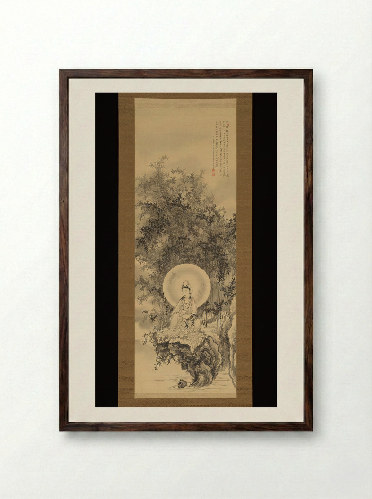 Kannon in a Bamboo Grove - Amano Hōko - Framed Print Dark Wood