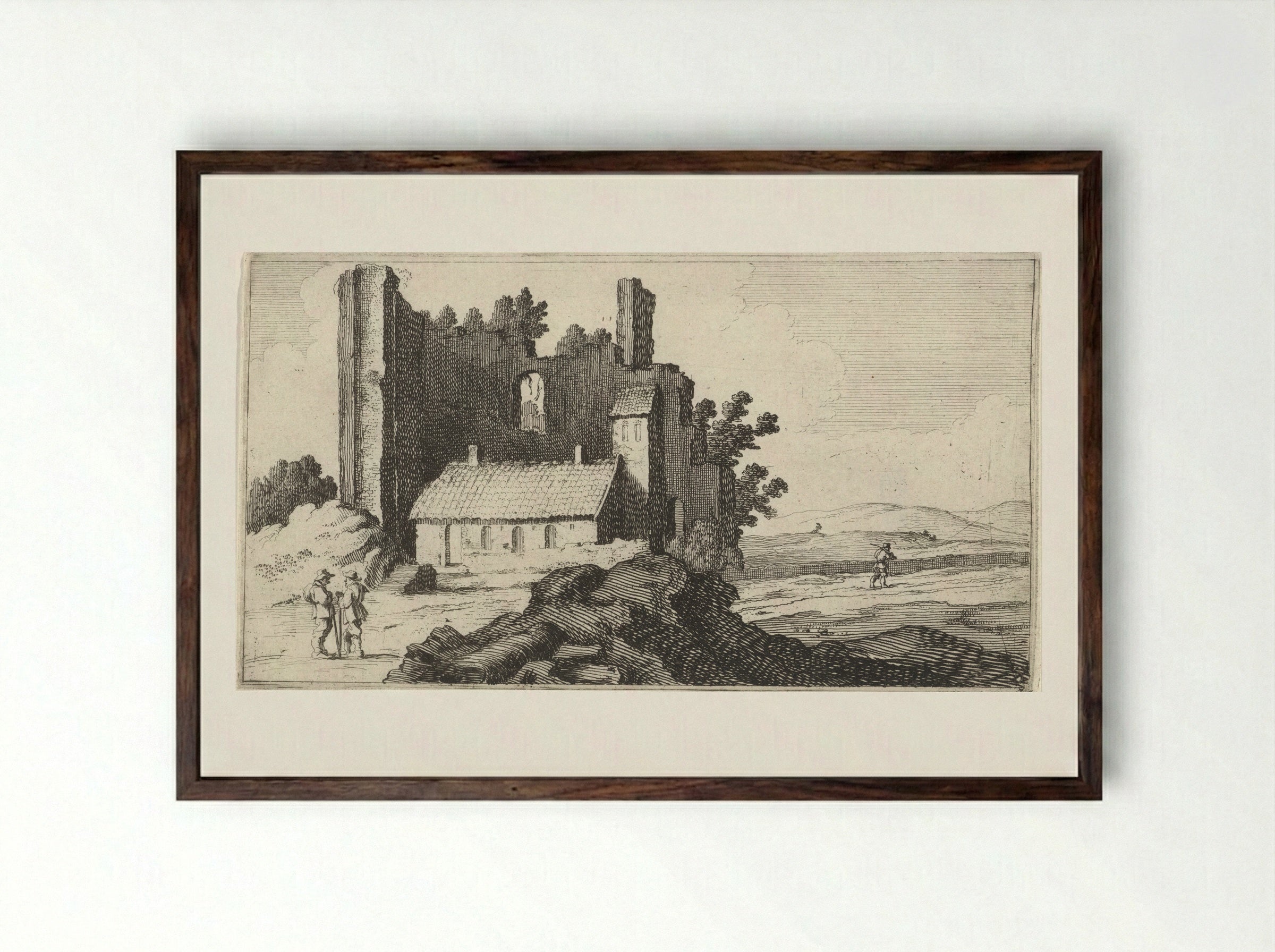 Kapel in een ruïne - Gillis van Scheyndel (I) - Framed Print Dark Wood