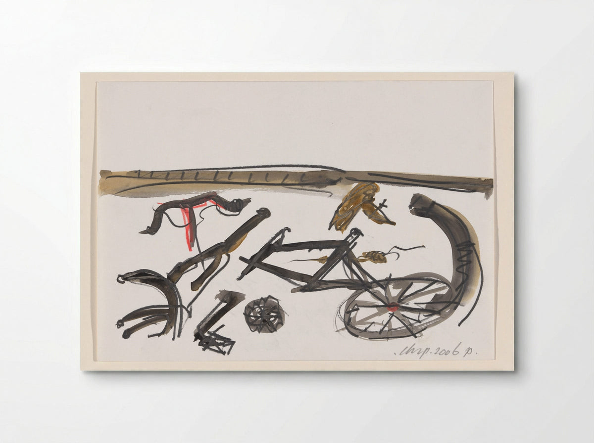 Kapotte fiets langs stoeprand - Paul Damsté - Poster
