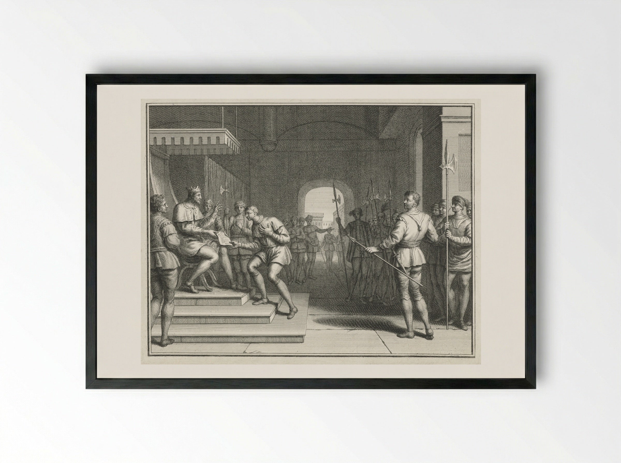 Karel de Eenvoudige verleent Dirk I de titel graaf van Holland - Pieter Tanjé - Framed Print Black