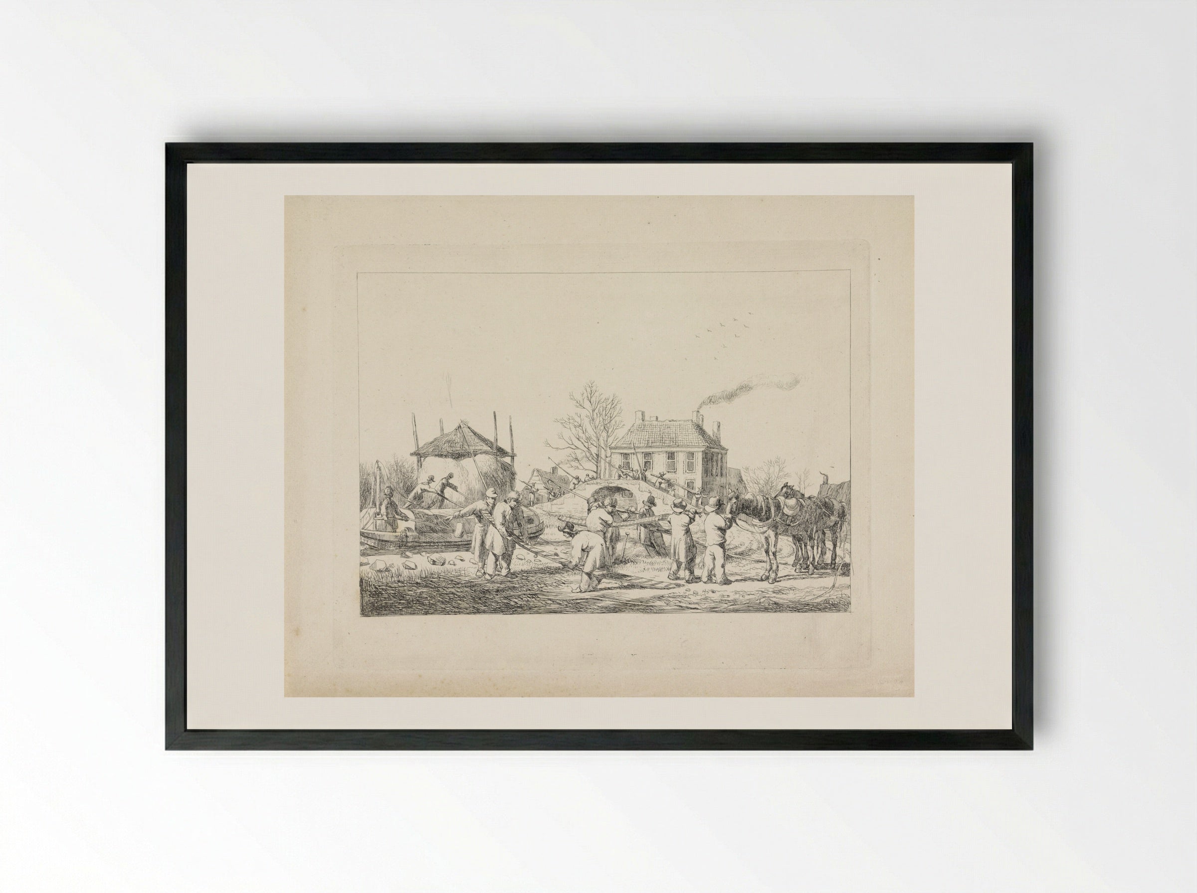 Karnemelksloot te Naarden, 11 januari 1814 - Pieter Gerardus van Os - Framed Print Black