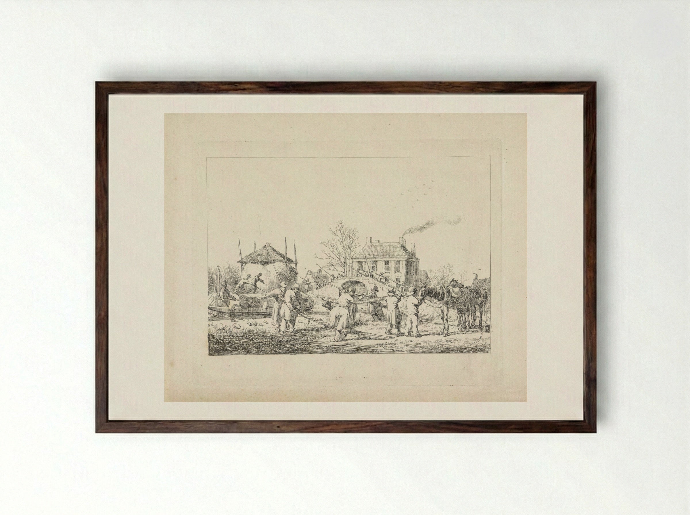 Karnemelksloot te Naarden, 11 januari 1814 - Pieter Gerardus van Os - Framed Print Dark Wood