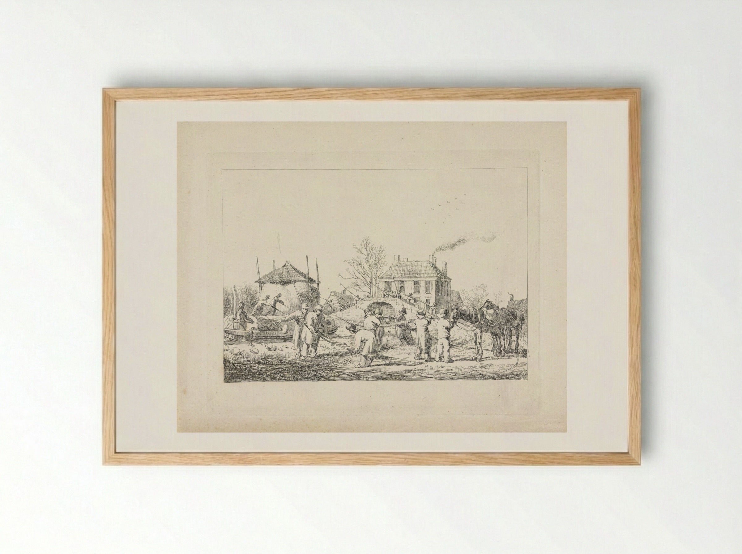 Karnemelksloot te Naarden, 11 januari 1814 - Pieter Gerardus van Os - Framed Print Wood