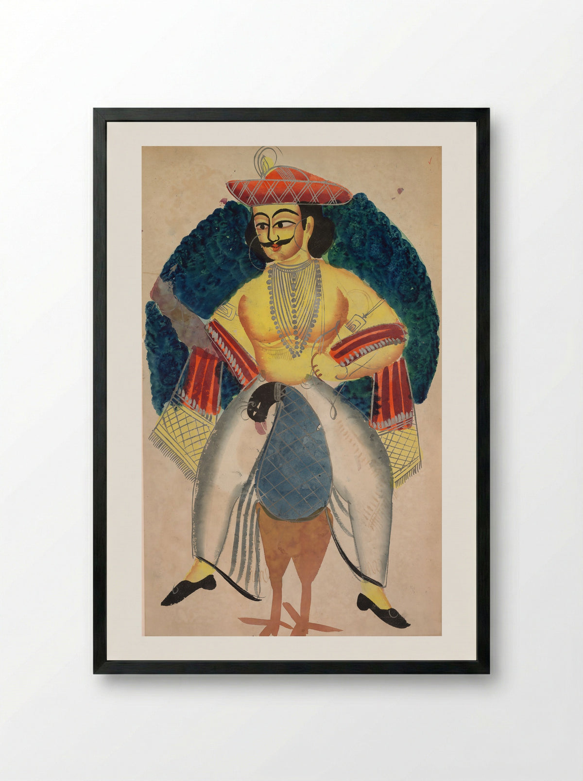 Kartikeya - Kalighat School - Framed Print Black