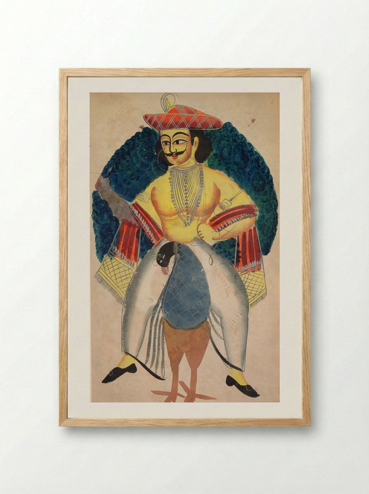 Kartikeya - Kalighat School - Framed Print Wood