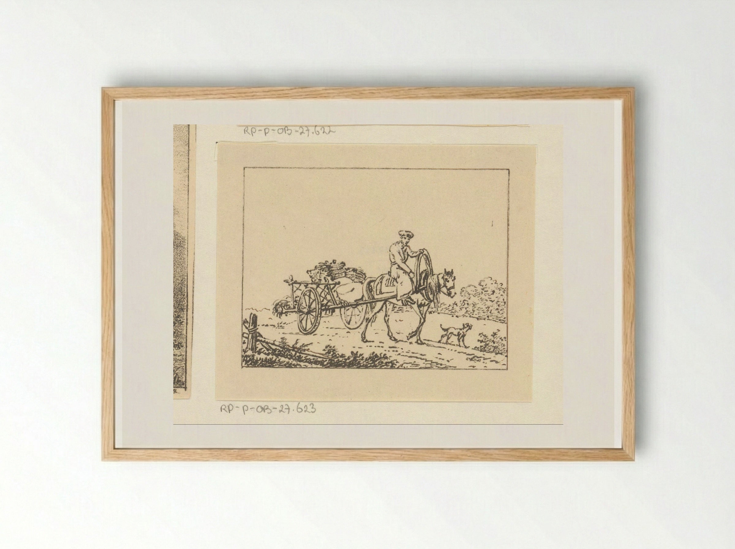 Kartrekkend paard met ruiter - Pieter Bartholomeusz. Barbiers - Framed Print Wood