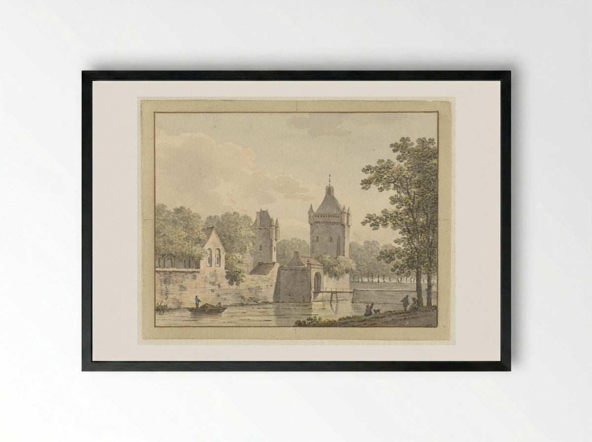 Kasteel De Pol te Vianen - Johann Heinrich Müntz - Framed Print Black