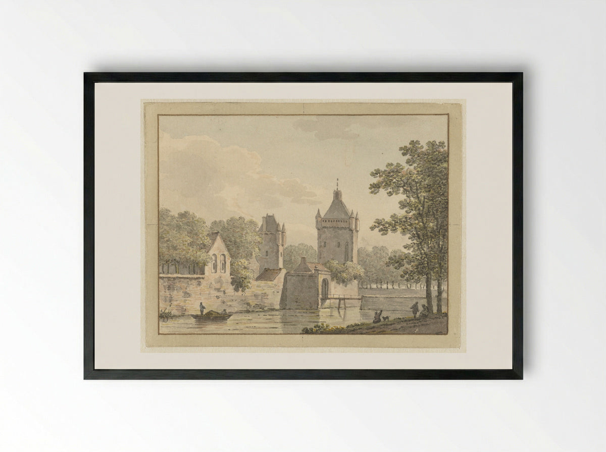 Kasteel De Pol te Vianen - Johann Heinrich Müntz - Framed Print Black