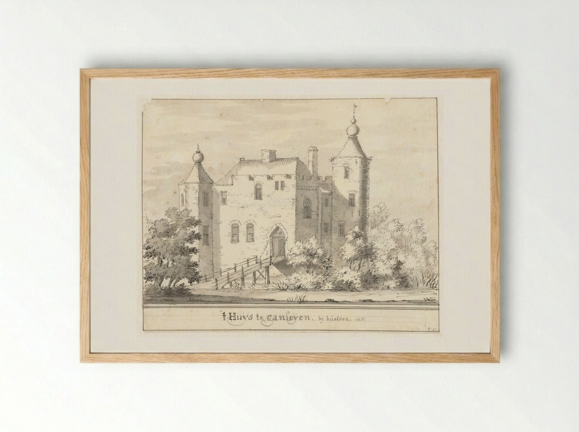 Kasteel Gansoyen bij Heusden - Jacobus Stellingwerff - Framed Print Wood
