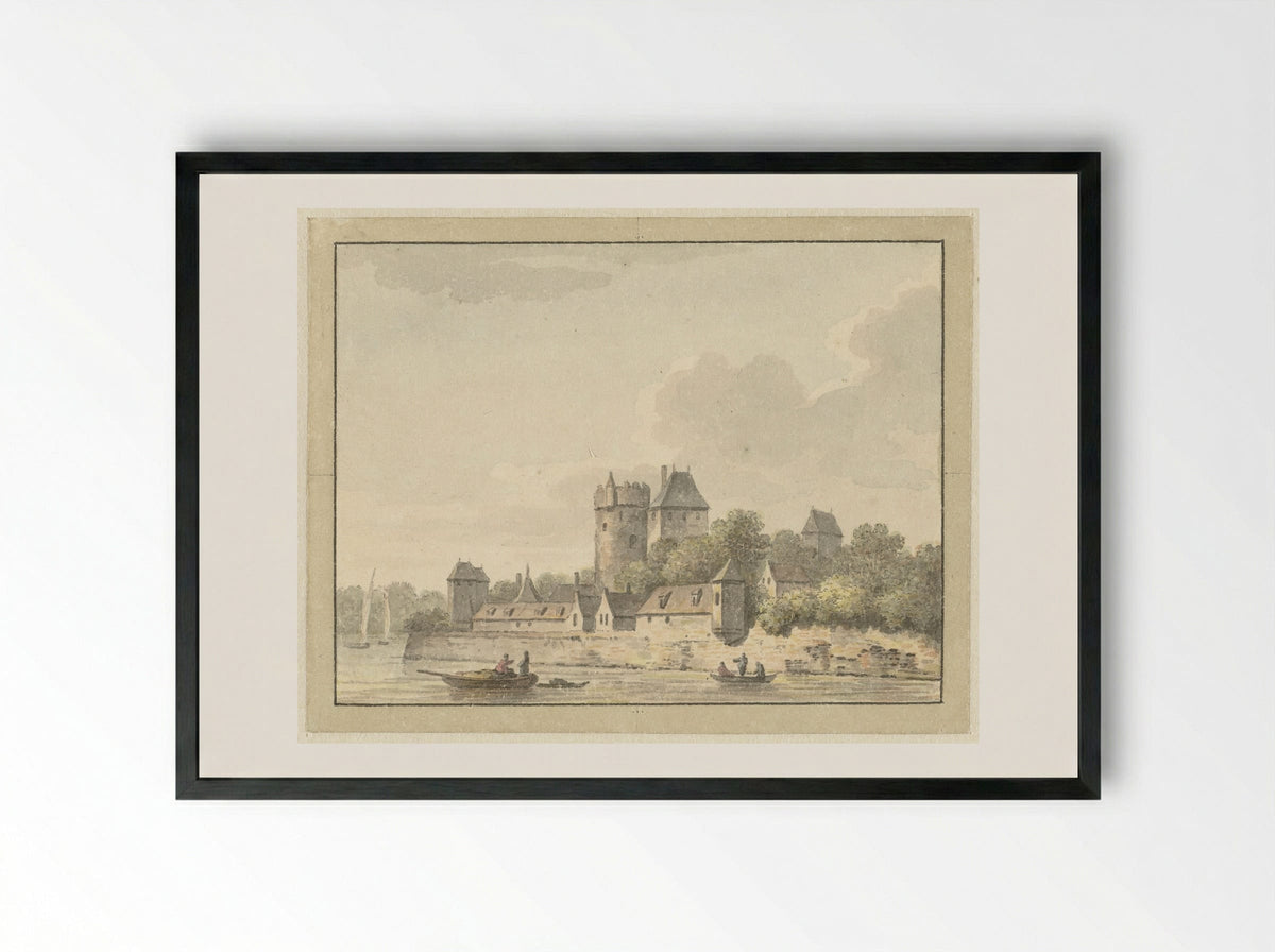 Kasteel Kuilenburg - Johann Heinrich Müntz - Framed Print Black