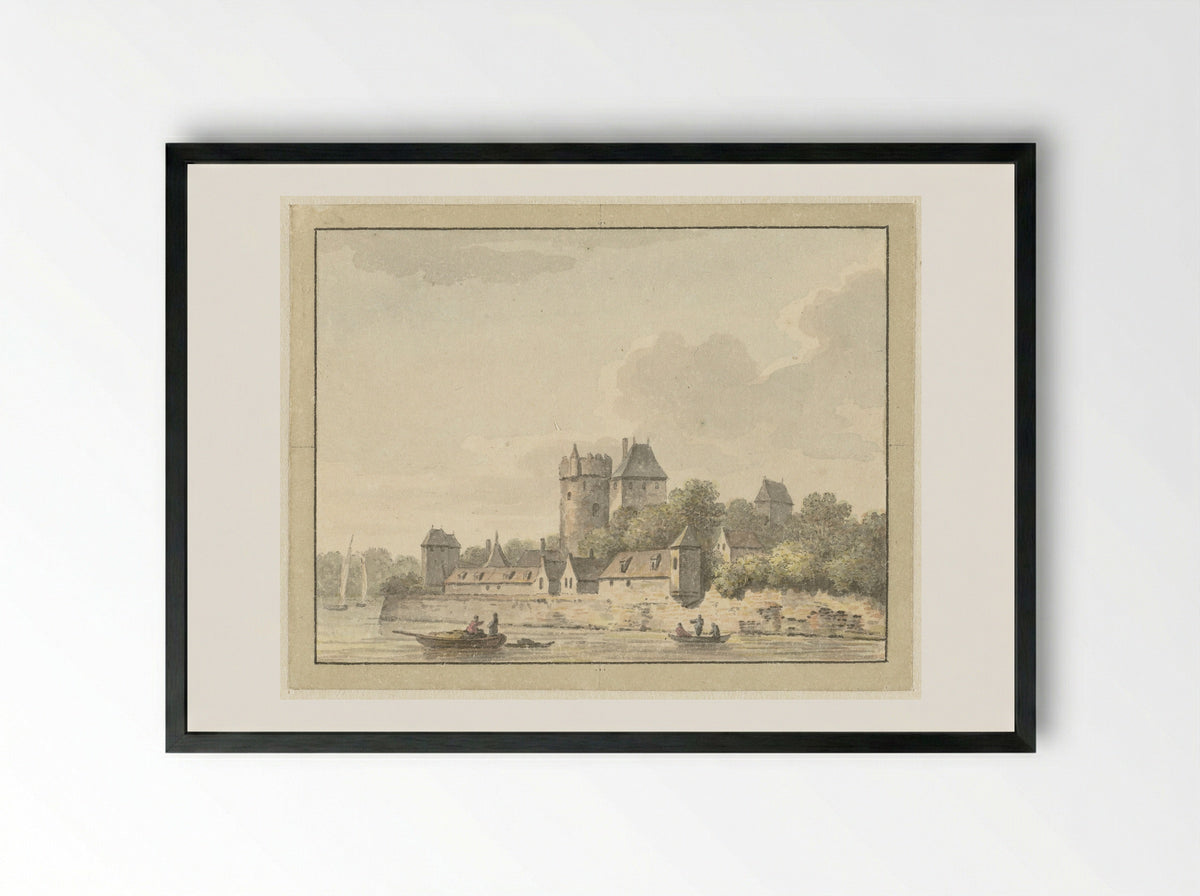 Kasteel Kuilenburg - Johann Heinrich Müntz - Framed Print Black