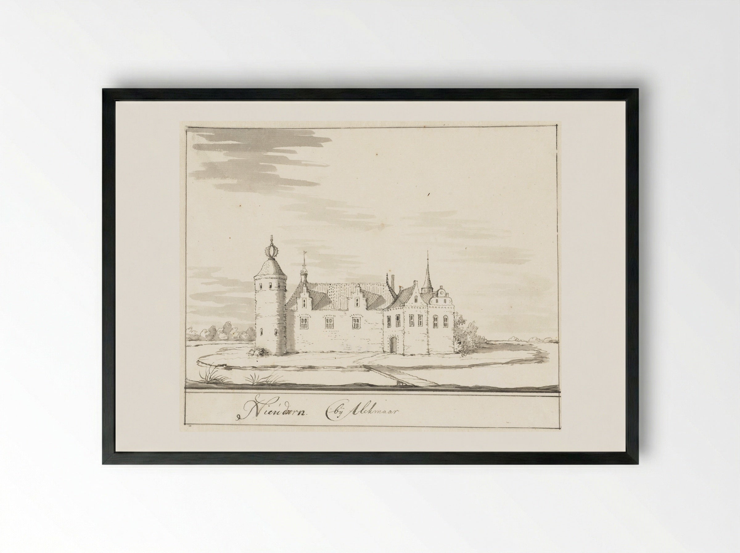 Kasteel Nieudoorn bij Alkmaar - Jacobus Stellingwerff - Framed Print Black