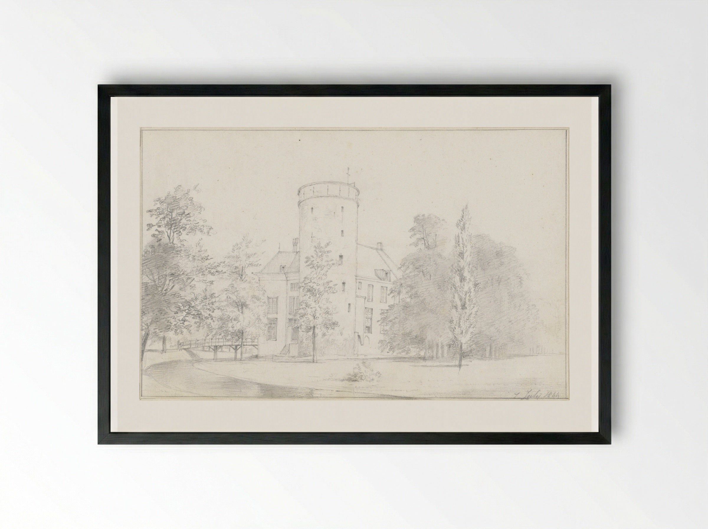 Kasteel Sterkenburg bij Driebergen - Hendrik Abraham Klinkhamer - Framed Print Black