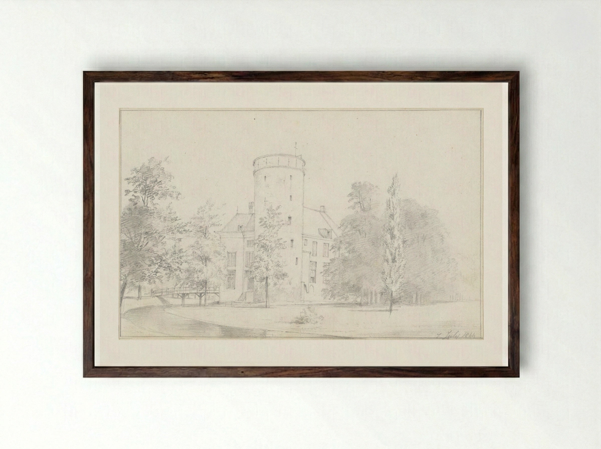 Kasteel Sterkenburg bij Driebergen - Hendrik Abraham Klinkhamer - Framed Print Dark Wood