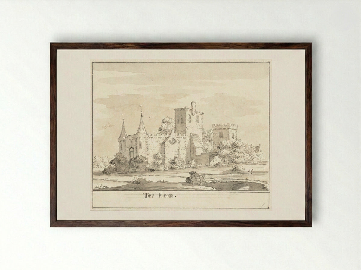 Kasteel Ter Eem - Jacobus Stellingwerff - Framed Print Dark Wood