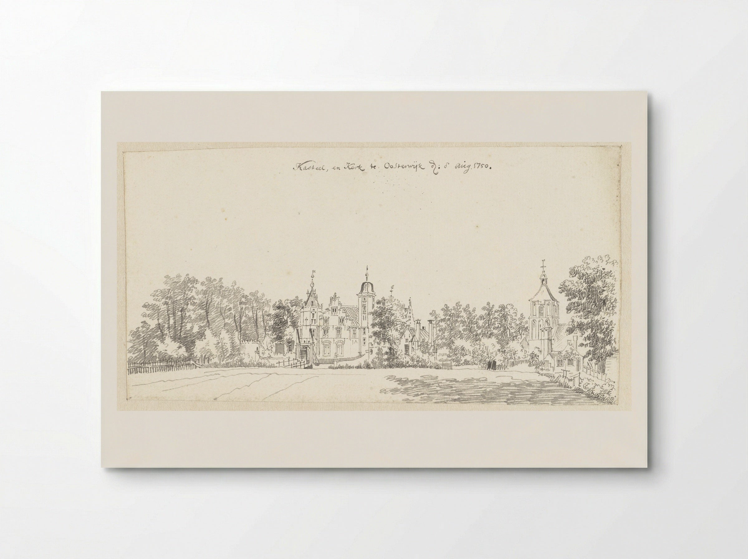 Kasteel en kerk te Oosterwijk, bij Heukelum - Jan de Beijer - Poster