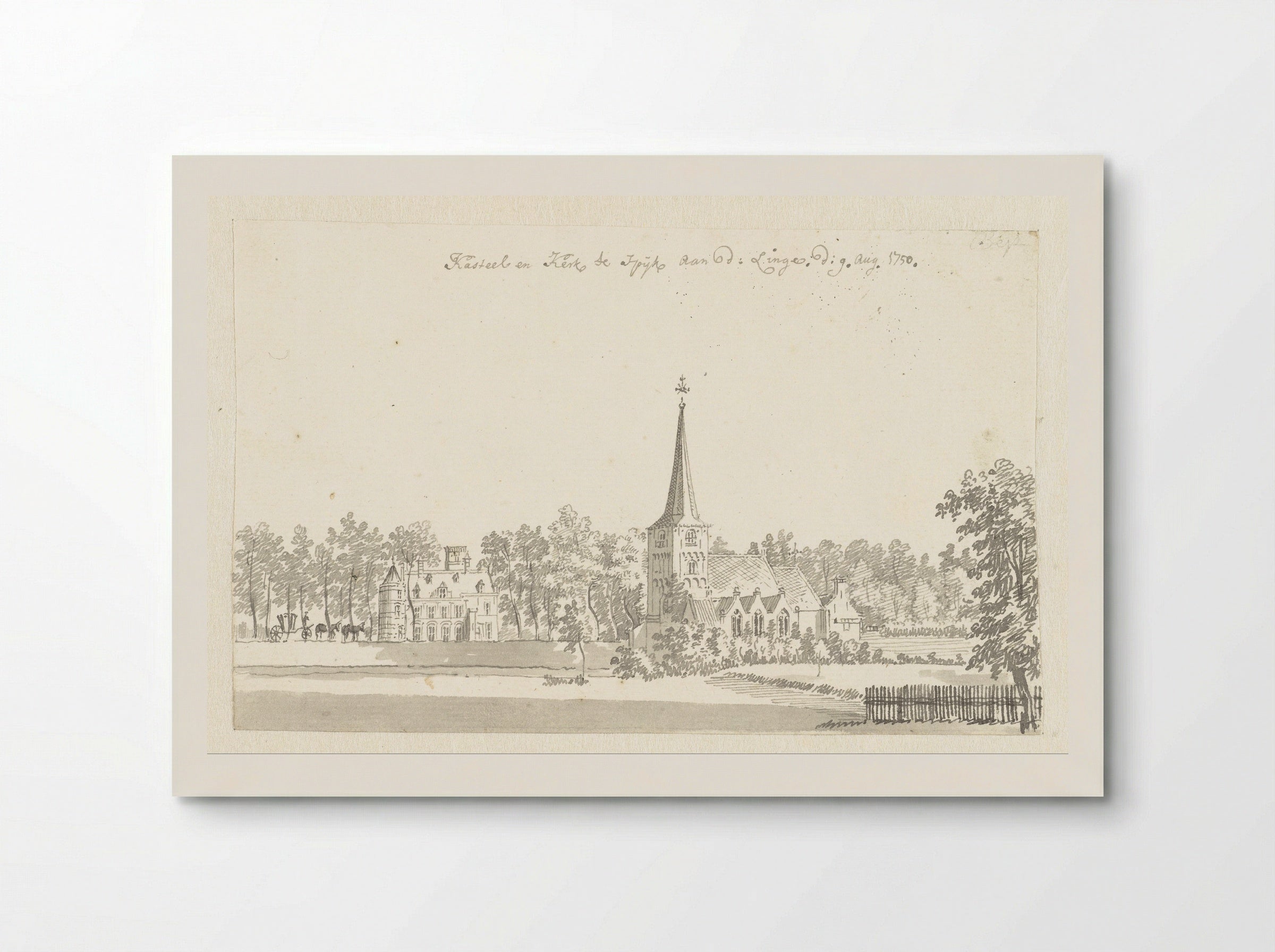 Kasteel en kerk te Spijk - Jan de Beijer - Poster