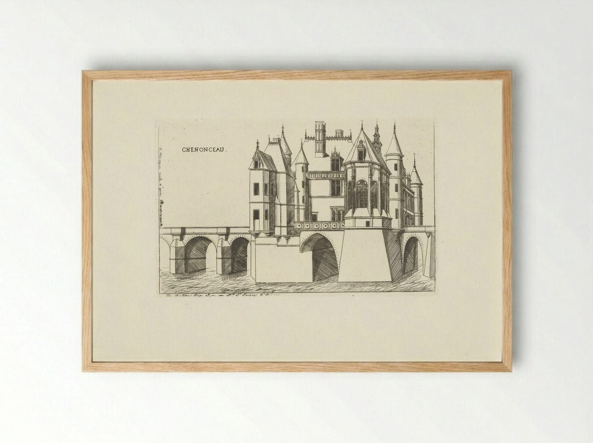 Kasteel van Chenonceau bij Chenonceaux - Jacques Joseph Techener - Framed Print Wood