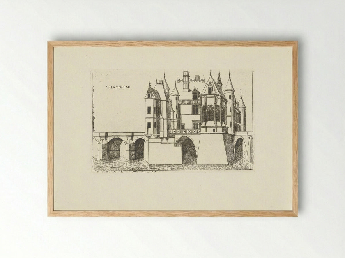 Kasteel van Chenonceau bij Chenonceaux - Jacques Joseph Techener - Framed Print Wood