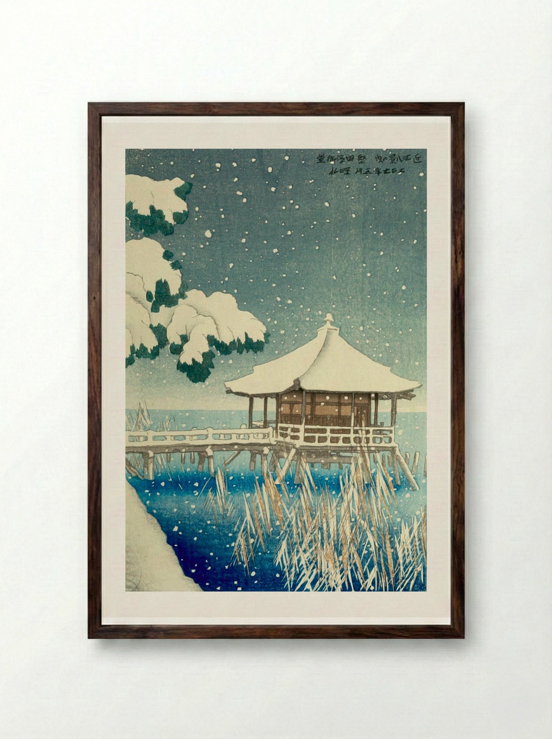 Katada Ukimidō, from the series Eight Views of Lake Biwa - Itō Shinsui - Framed Print Dark Wood
