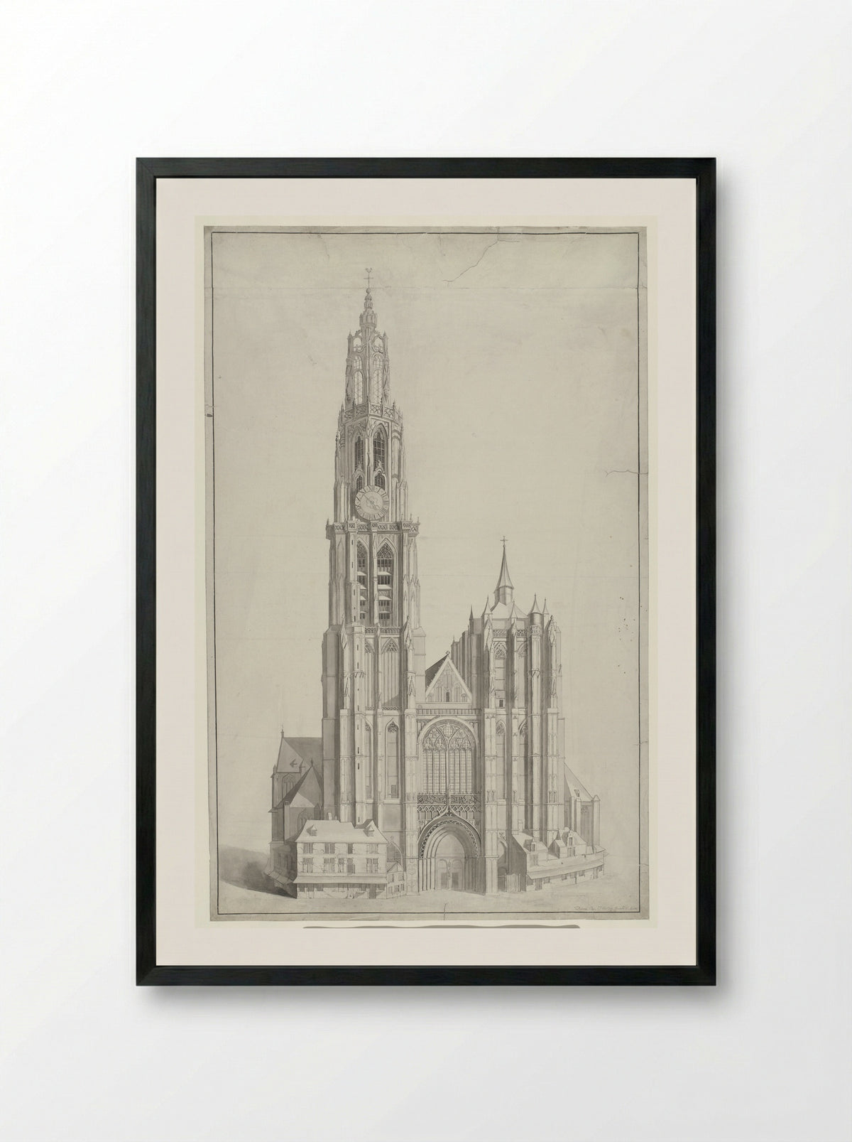 Kathedraal te Antwerpen - Ignatius Joseph van den Berghe - Framed Print Black