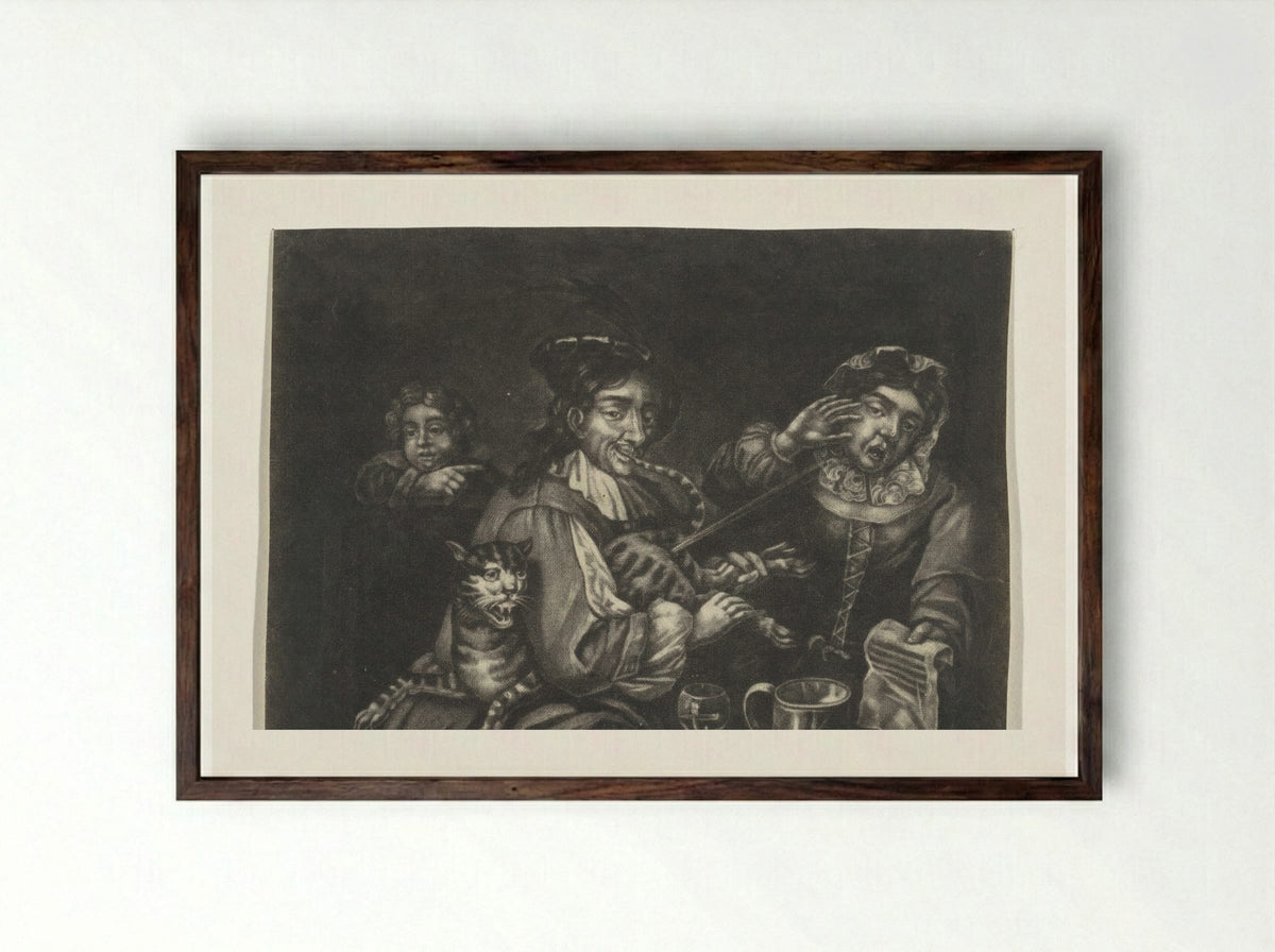Kattenconcert (Cat Concert) - Jacob Gole - Framed Print Dark Wood