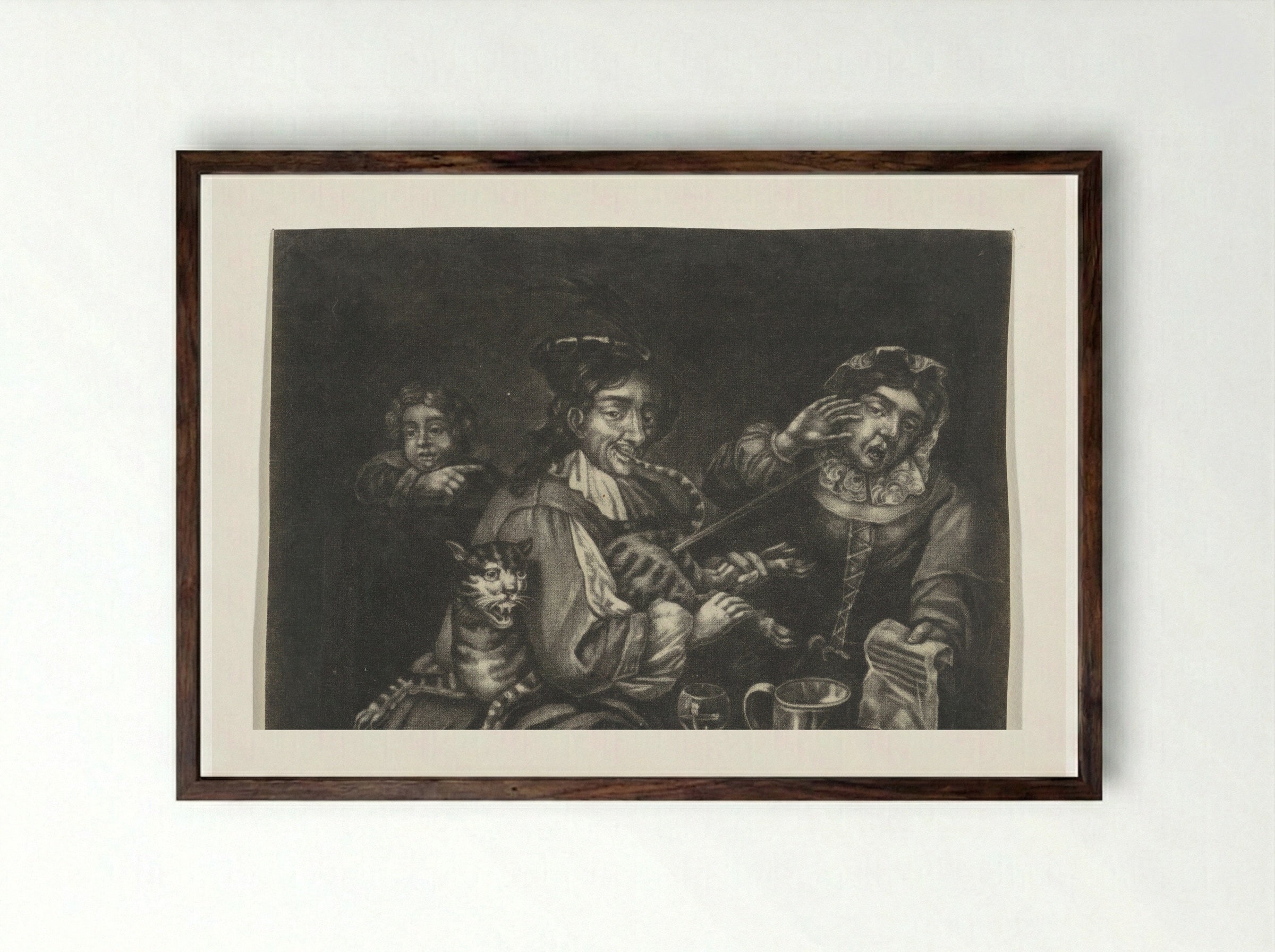 Kattenconcert (Cat Concert) - Jacob Gole - Framed Print Dark Wood