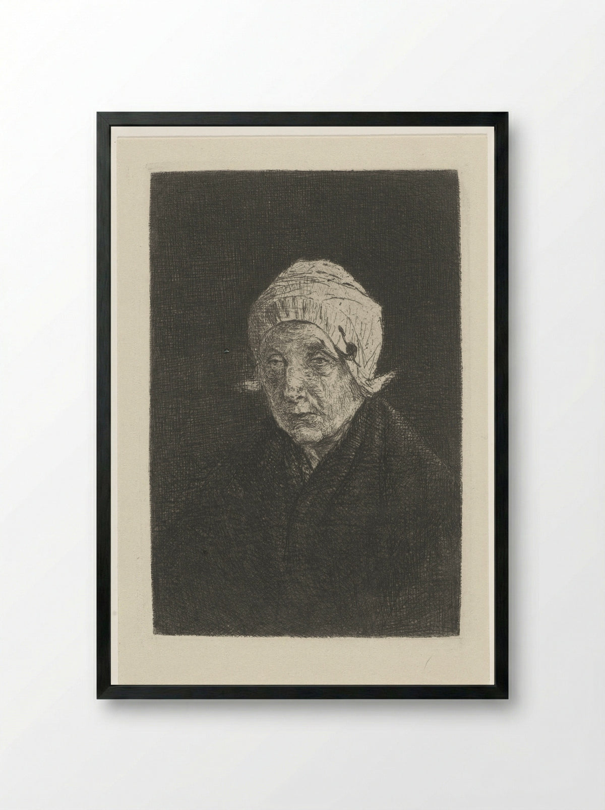 Katwijkse oude vrouw - Jozef Israëls - Framed Print Black