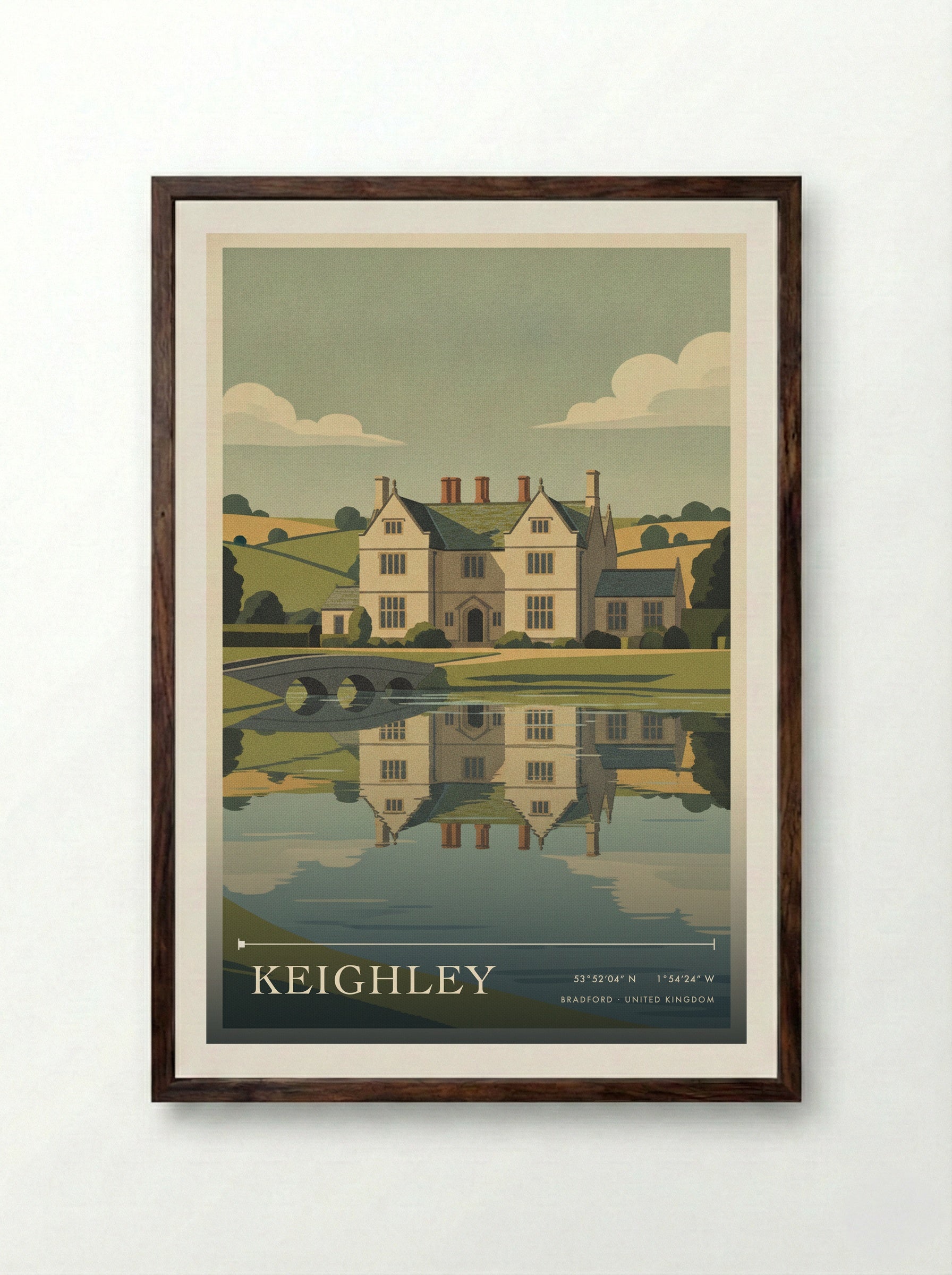 Keighley Bradford United Kingdom Travel Poster - Framed Print Dark Wood