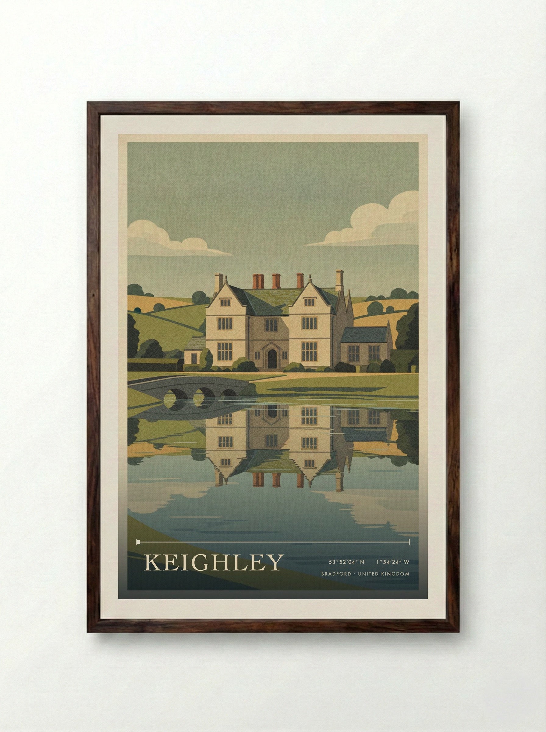 Keighley Bradford United Kingdom Travel Poster - Framed Print Dark Wood
