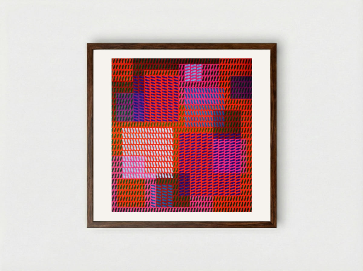 Keiho C1 - Victor Vasarely - Framed Print Dark Wood