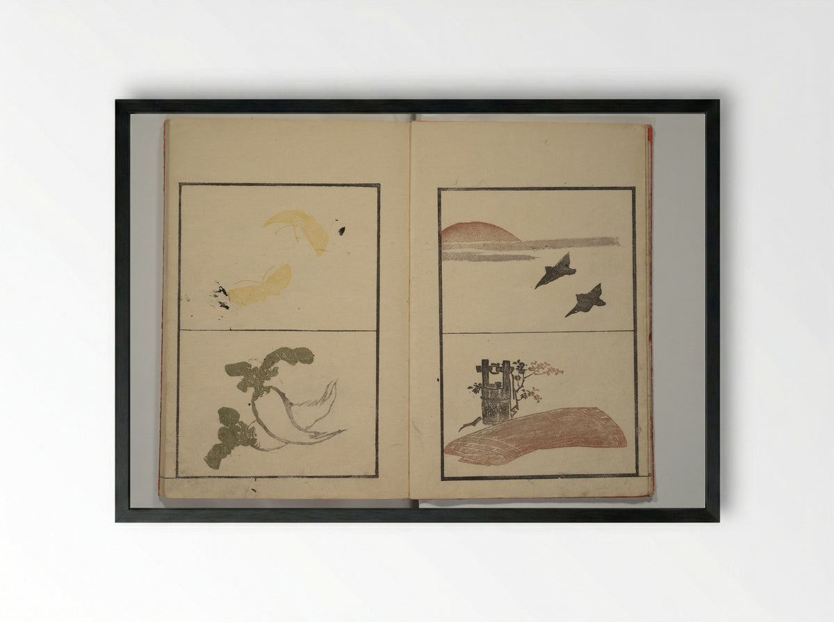 Keisai Soga (Various Pictures by Keisai), Vol. 1 - Kuwagata Keisai - Framed Print Black
