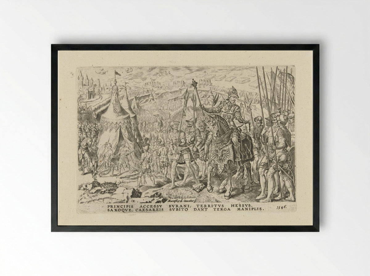 Keizerlijk kamp te Ingolstadt - Dirck Volckertsz. Coornhert - Framed Print Black