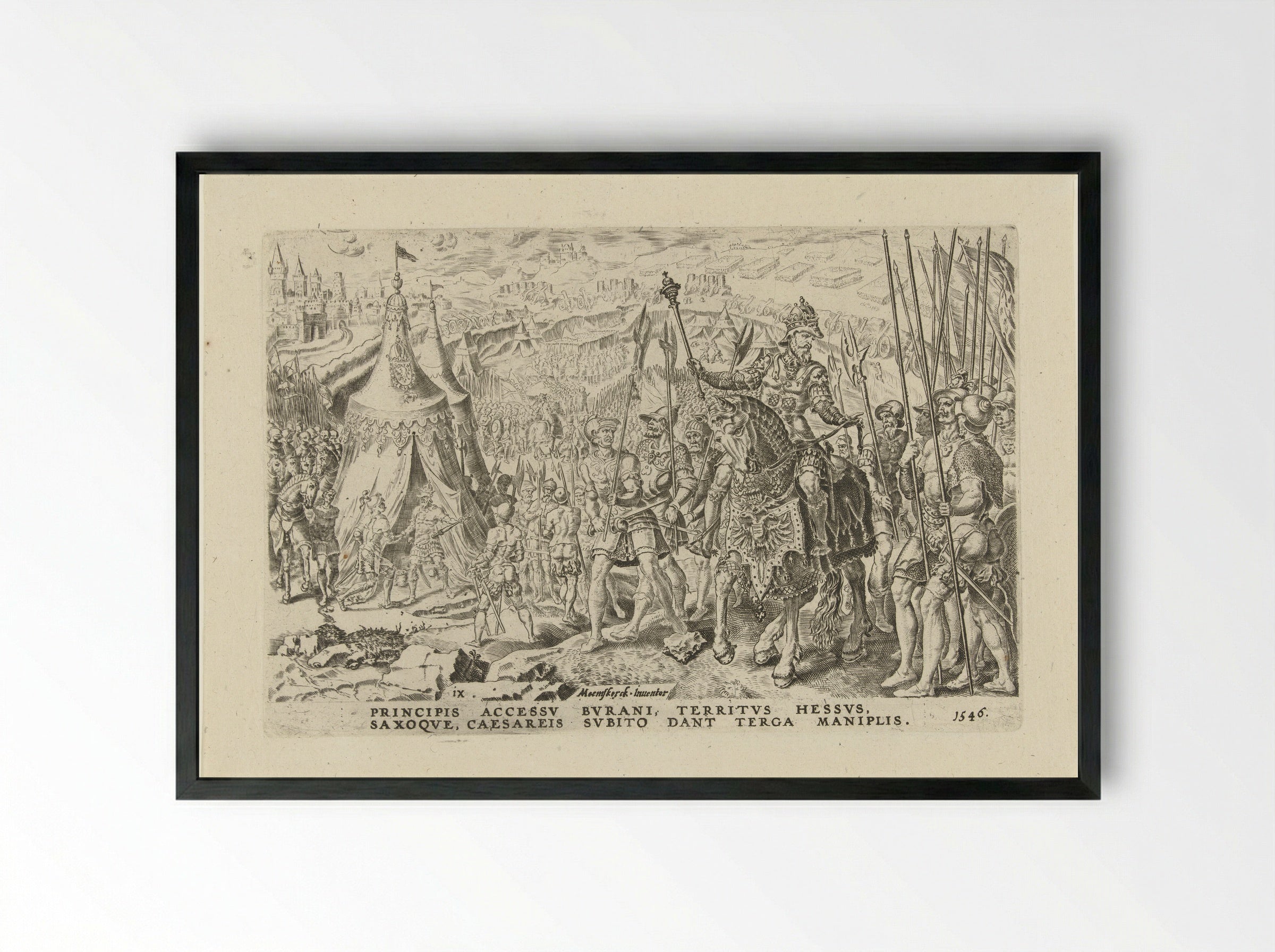 Keizerlijk kamp te Ingolstadt - Dirck Volckertsz. Coornhert - Framed Print Black
