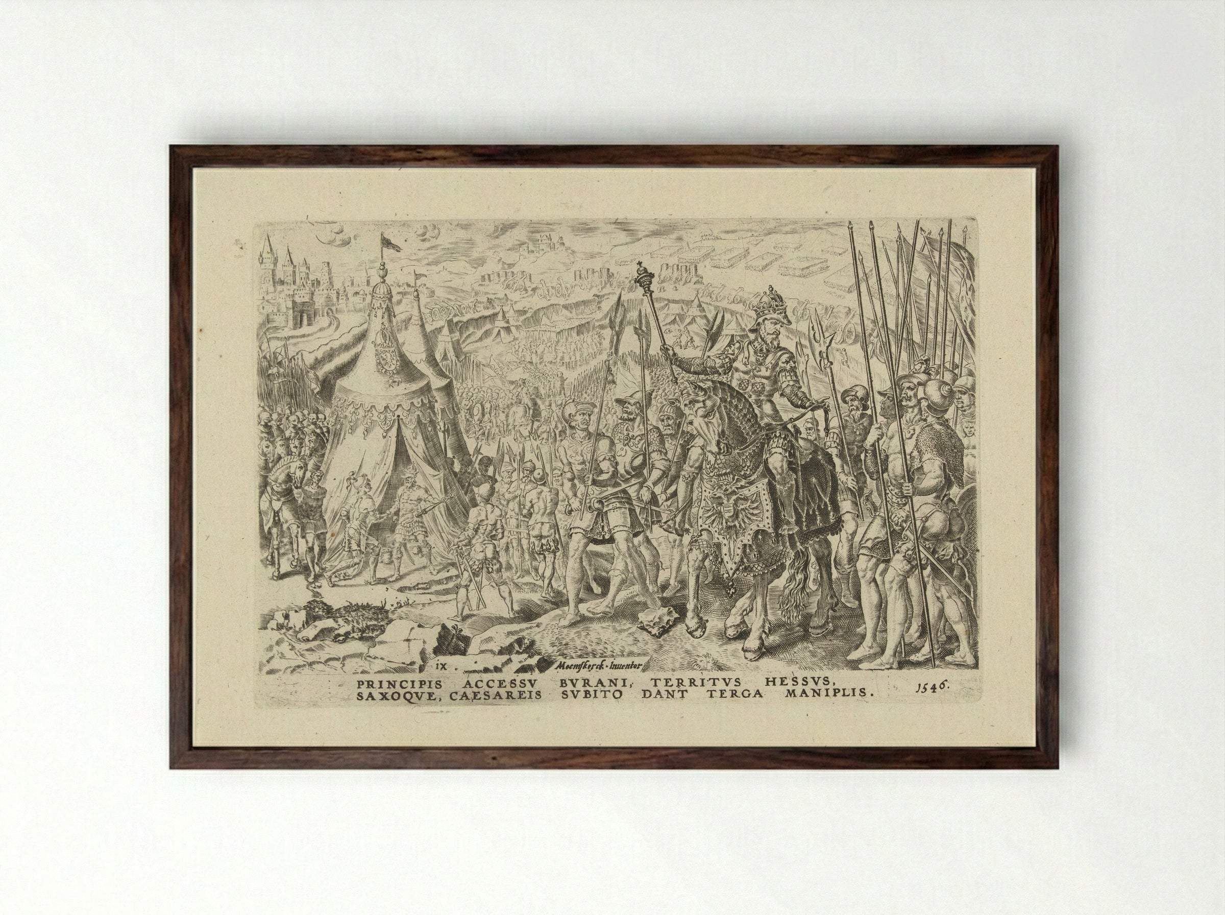 Keizerlijk kamp te Ingolstadt - Dirck Volckertsz. Coornhert - Framed Print Dark Wood