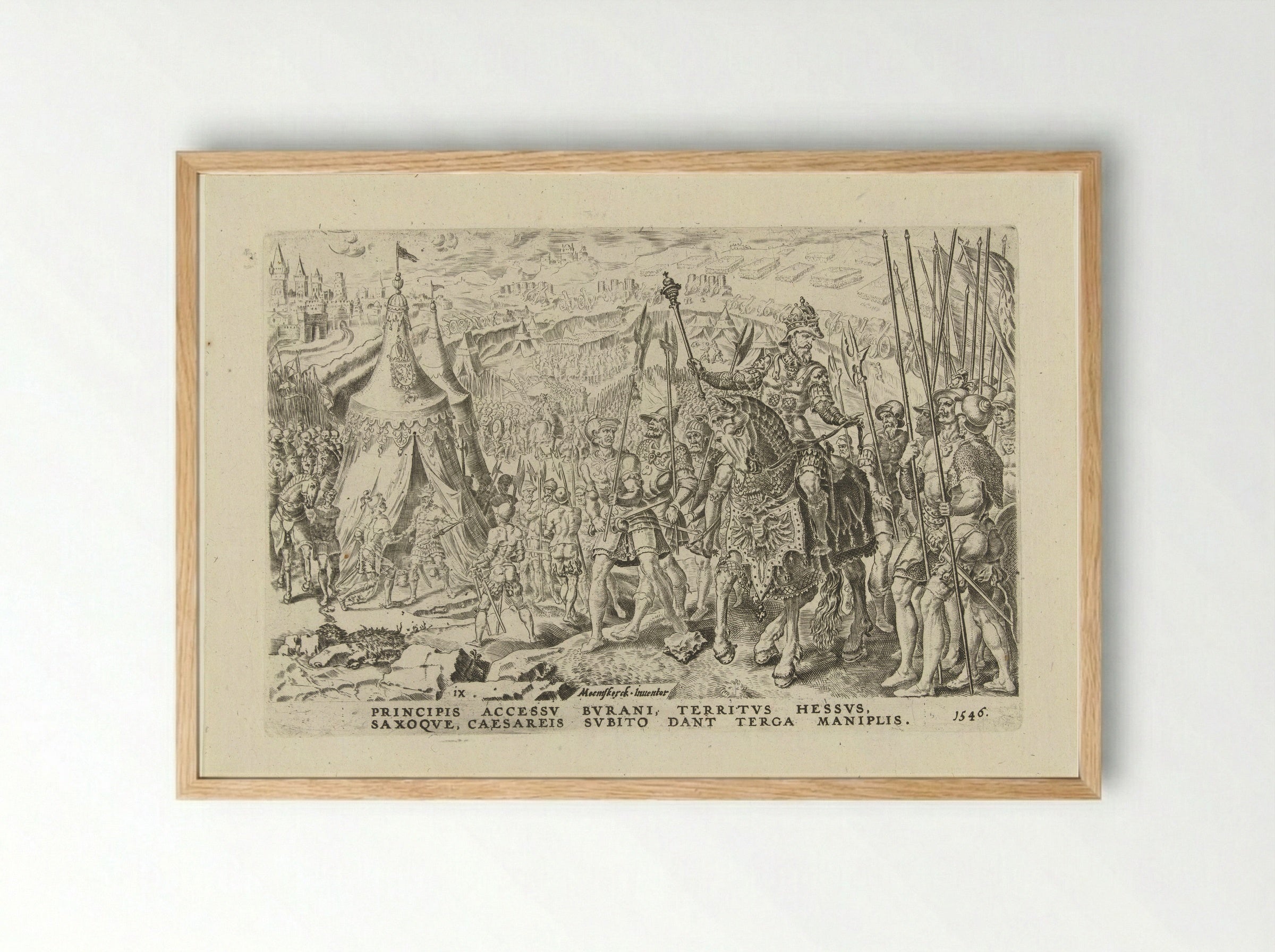 Keizerlijk kamp te Ingolstadt - Dirck Volckertsz. Coornhert - Framed Print Wood