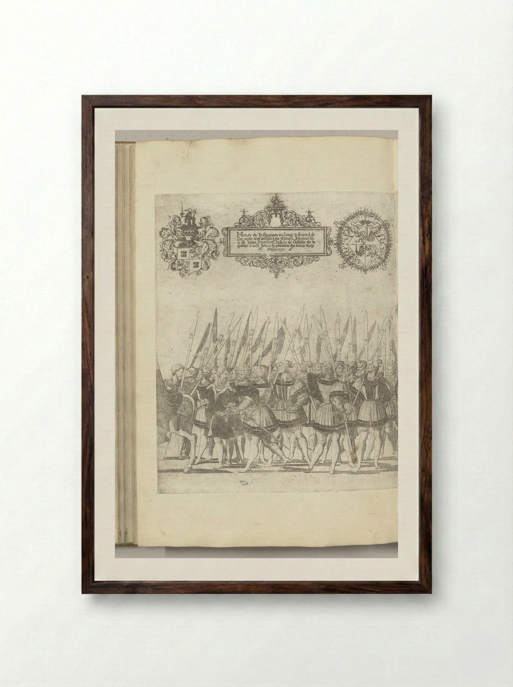 Keizerlijke garde, plaat DD - Nicolaas Hogenberg - Framed Print Dark Wood