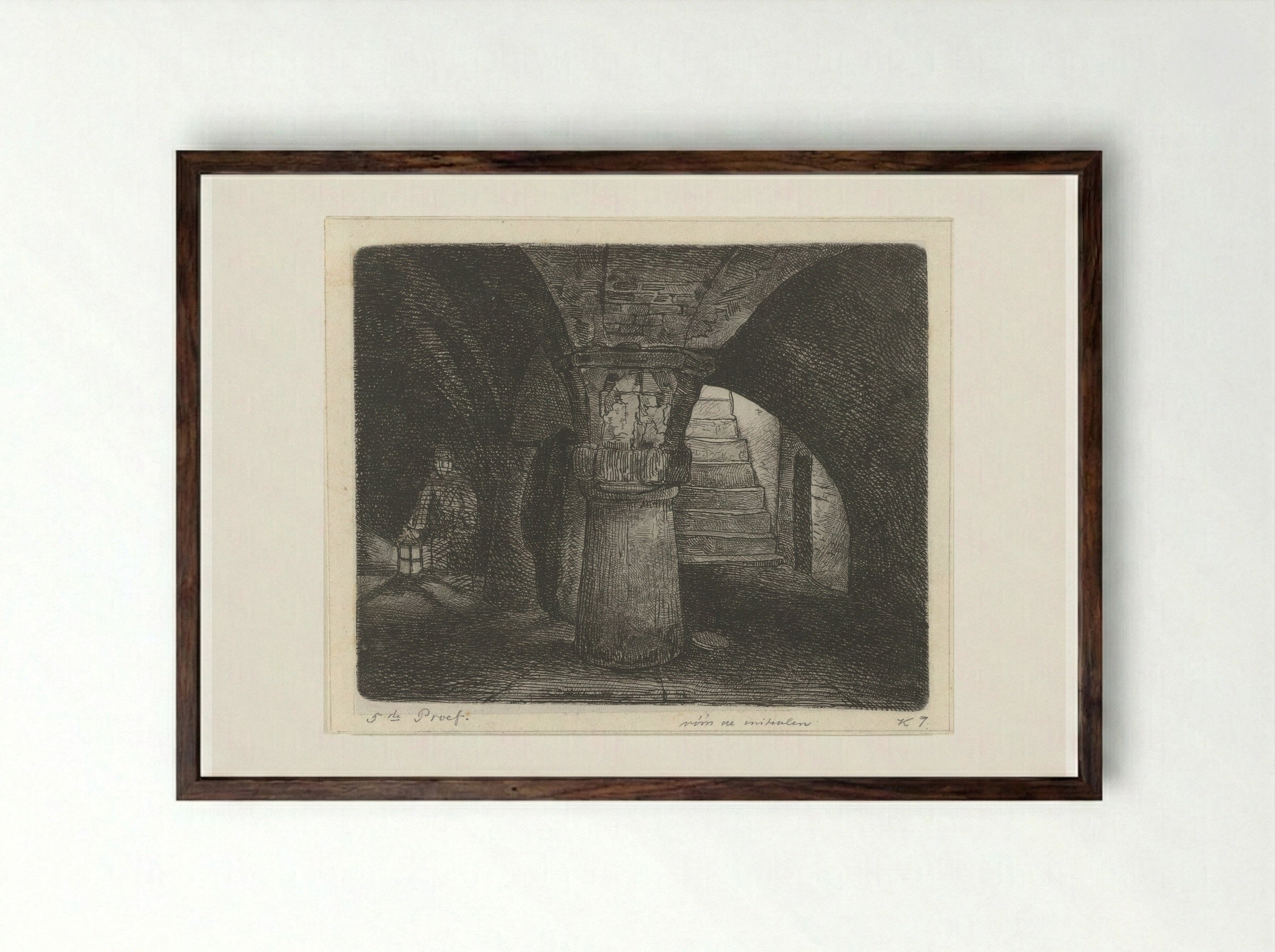 Keldergewelf (Cellar Vault) - Jacobus Ludovicus Cornet - Framed Print Dark Wood