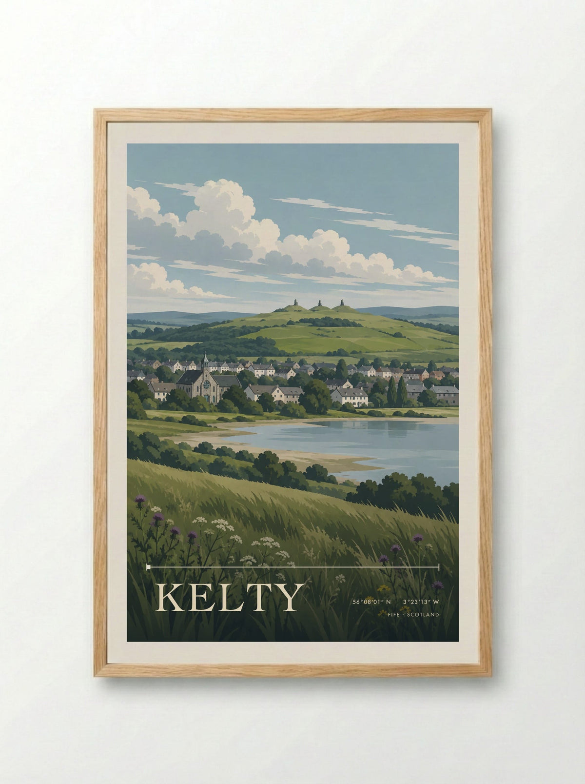 Kelty, Fife | Travel Poster - Framed Print Wood