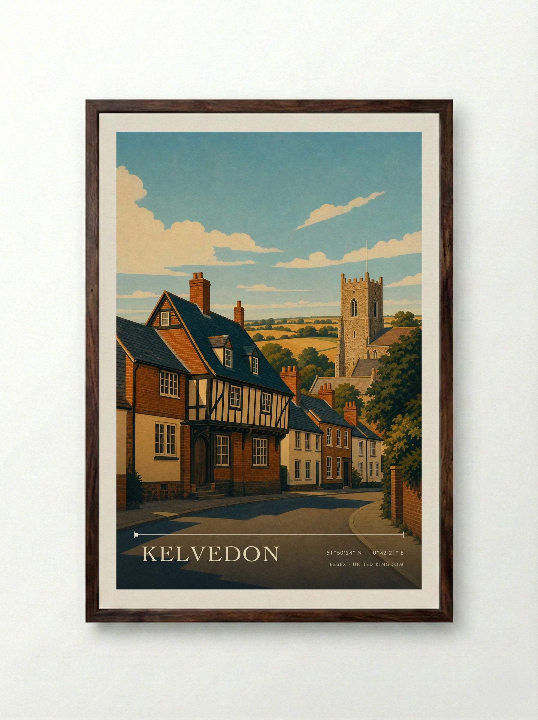 Kelvedon Essex United Kingdom Travel Poster - Framed Print Dark Wood