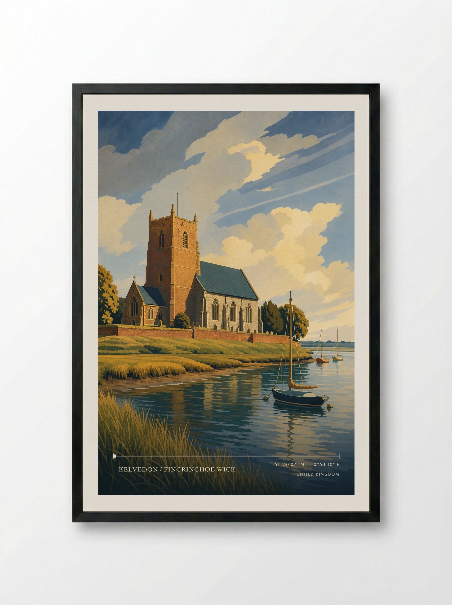 Kelvedon / Fingringhoe Wick United Kingdom Travel Poster - Framed Print Black