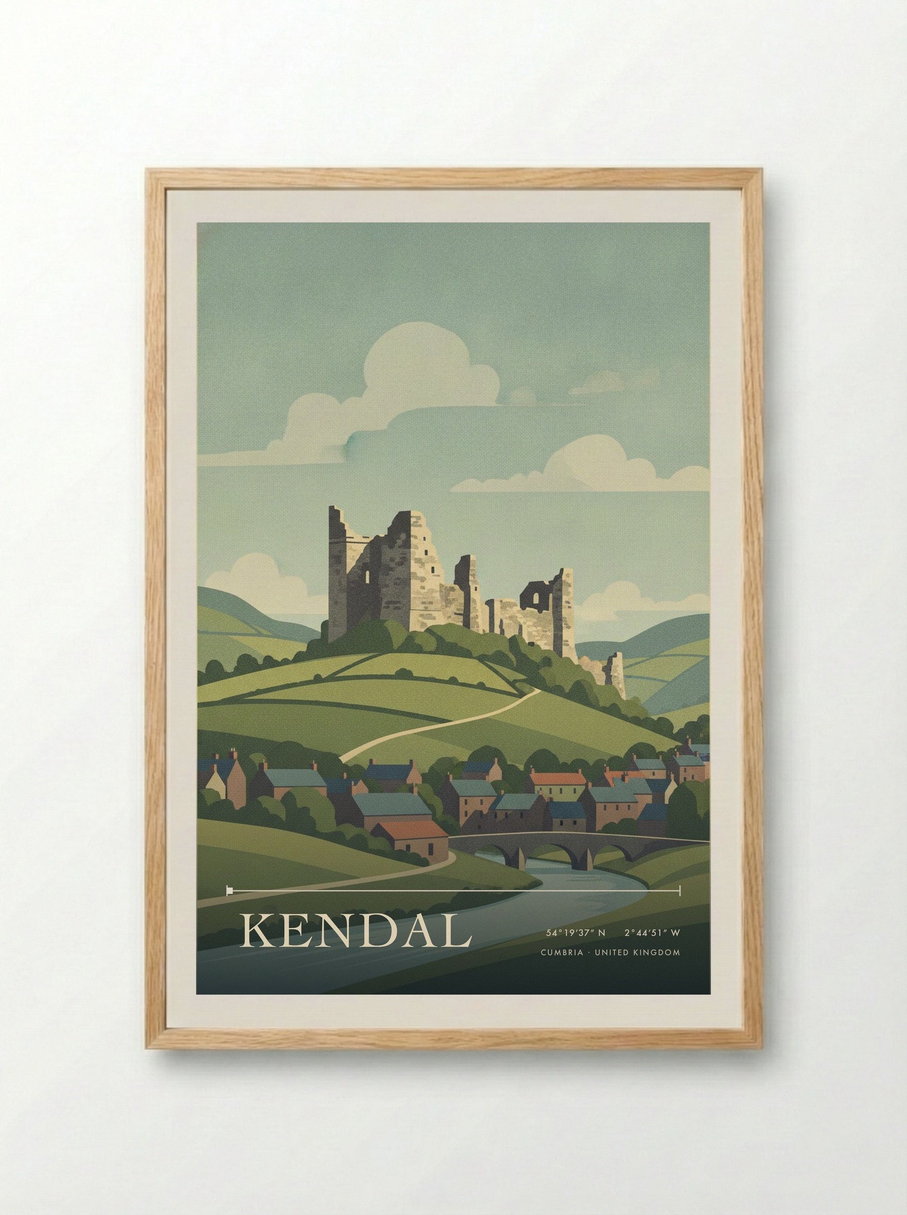 Kendal Cumbria United Kingdom Travel Poster - Framed Print Wood